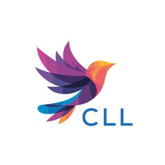 Obraz premium CLL “Colorful Abstract Bird Logo Design on White Background ” CLL Later Logo, “Modern Gradient Bird Icon with Typography” “Abstract Hummingbird Style Logo with Vibrant Colors” 