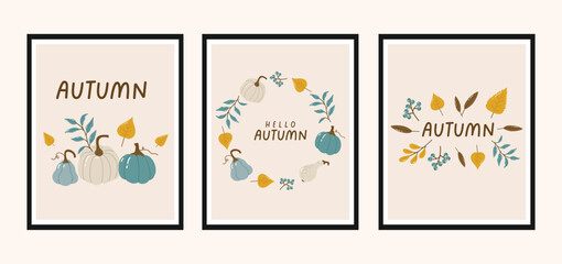 Autumn collection, autumn cozy set, design for posters, banner, greeting cards, stickers, sale