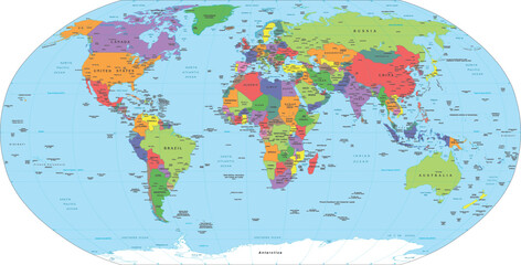 Detailed World Map with Country Borders