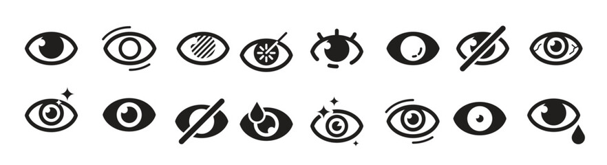  optometry icon ophthalmology symbols eye doctor lens optician line collection