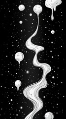 Fototapeta premium Swirling cosmic river flows through a starry night sky with whimsical floating bubbles