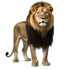 Obraz premium Majestic lion standing proudly in a serene natural environment during daylight hours