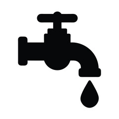 Black Water Faucet Droplet Icon Vector Illustration
