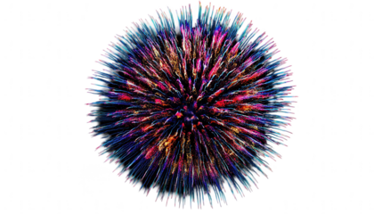 Fireworks display in the shape of an isolated, colorful sphere, png, transparent