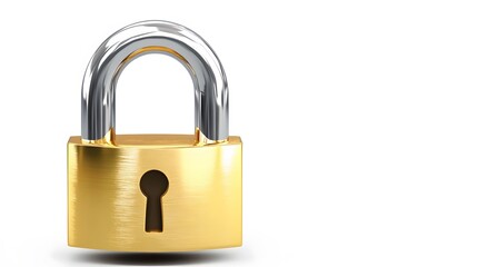 Gold Padlock Security Symbol 3D Render Illustration