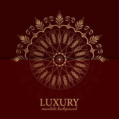 Fototapeta premium luxury gold color ornamental mandala design background.Seamless vector mandala pattern design for background