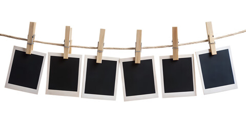 blank photo frames on rope	
