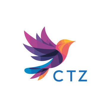 CTZ &ldquo;Colorful Abstract Bird Logo Design on White Background &rdquo; CTZ Later Logo, &ldquo;Modern Gradient Bird Icon with Typography&rdquo; &ldquo;Abstract Hummingbird Style Logo with Vibrant Colors&rdquo;
