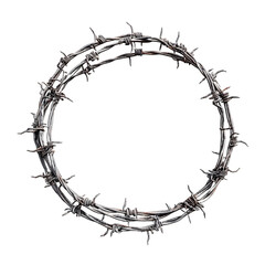 Circular Barbed Wire Wreath Against transparent Background