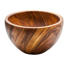 Elegant wood bowl with smooth finish ideal for serving and decoration displayed on a Transparent background, wood bowl isolated on PNG background