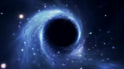 Abstract depiction of a black hole in space with swirling nebula - Powered by Adobe