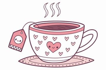 Cute coffee cup with a heart design perfect for stickers and branding