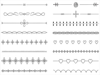 Collection of elegant black and white decorative line dividers and borders