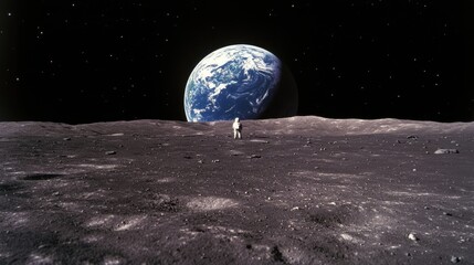 Astronaut on the moon, Earth in the background (1)