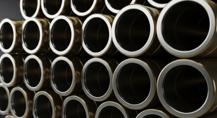 Precision stacked polished brass industrial pipes and metal cylindrical bushings