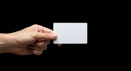 Blank card presented in hand