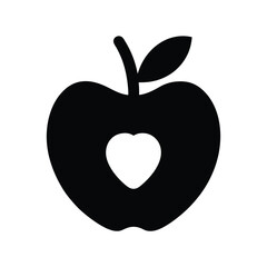 Apple Heart Cutout Icon Vector Illustration