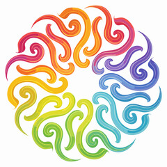  Gradient colorful curvy snake like shapes - twisted lines, loops, swirls form abstract patt