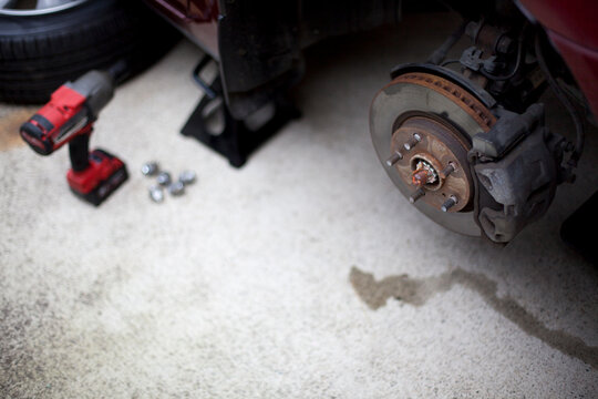 An exposed brake hub.