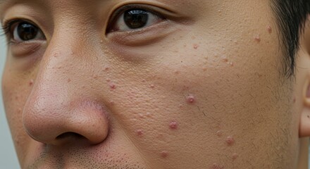 Fototapeta premium Closeup of a persons face with acne