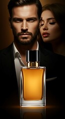 Elegant Man and Woman with Perfume Bottle