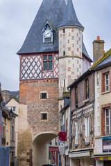 Historic Clock Tower in Saint Fargeau Street Scene