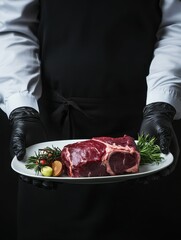 high detail picture of service healthy people delicious meat