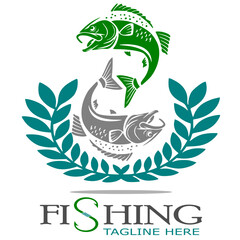 Fishing logo design template illustration