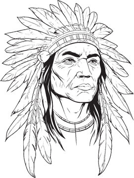 Native American Tribal Feather Headdress Vector Illustration