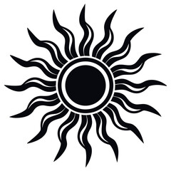 Minimalist Sun with Wavy Rays – Boho Style Vector Illustration for Spiritual Designs, Summer Decor, Wellness Branding, Nature Icons, and Modern Bohemian Aesthetic Graphics