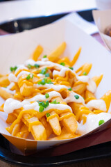 Fried potatoes and chicken