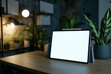 vibrant color visual of tablet minimal display in studio