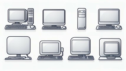 Retro computer icons in various styles.