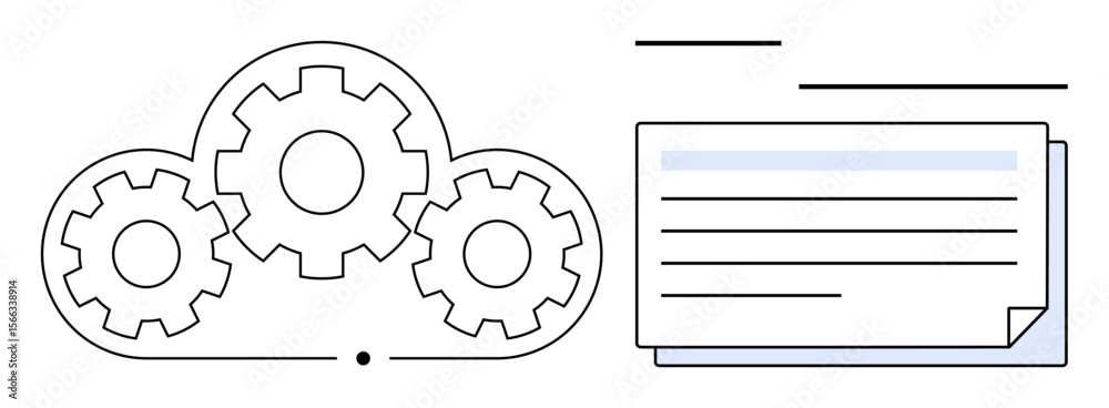 Poster gears inside a cloud symbolizing cloud computing and process automation alongside a layered document