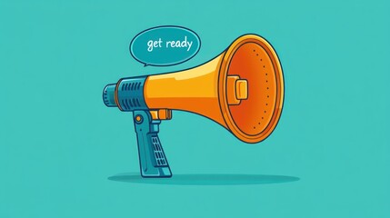 Exciting announcement with a colorful megaphone calling everyone to participate