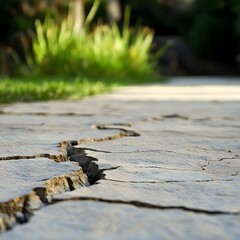 Fototapeta premium Cracked Pavement Close Up Ground Texture