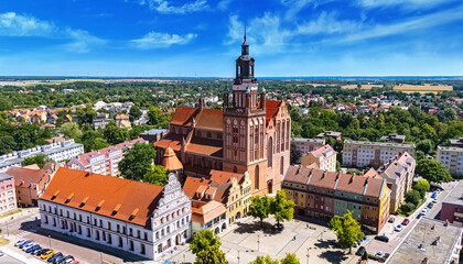 Obraz premium View of Stargard with St. Mary's Church, Poland