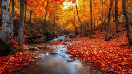 Autumn forest stream
