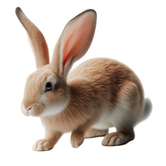 Obraz premium Cute Brown and White Bunny Rabbit 3D Illustration Isolated on Transparent Background