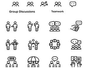 Fototapeta premium Visual representation of a group of people engaged in a lively discussion conveying collaboration and communication through distinct graphic elements and speech bubbles