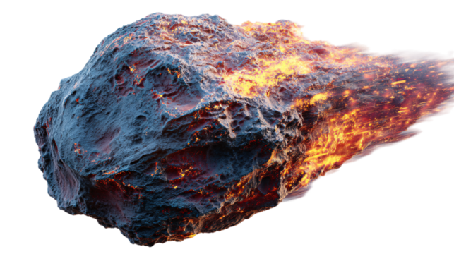 Fiery asteroid space exploration  on transparent background - Powered by Adobe