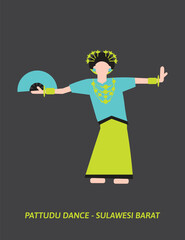 Pattudu Dance Vector – Traditional Bugis-Makassar Dance from South Sulawesi, Indonesia