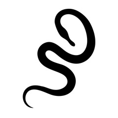 Coiled Snake Silhouette – Minimalist Black Vector Icon with Clean High-Contrast Design