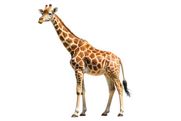 Fototapeta premium A full body shot of a giraffe standing against a black background