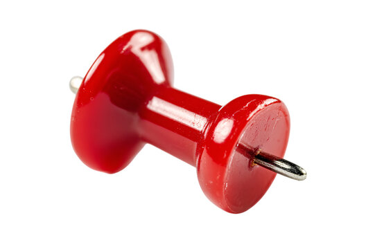 Isolated red pushpin closeup  on transparent background