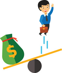 Businessman Lifted by Money Concept Illustration
