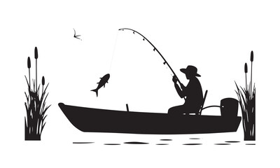 Fishing Boat Silhouette Set