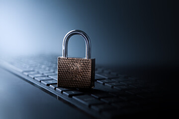 padlock on computer keyboard. cyber security concept