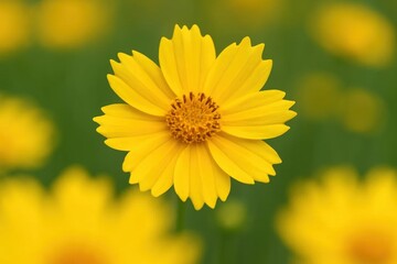 Obraz premium A solitary sunflower stands out in a sea of vibrant yellow blooms, its petals radiating warmth against the verdant backdrop