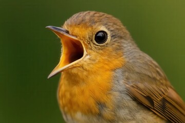 Fototapeta premium A robin's call echoes through nature